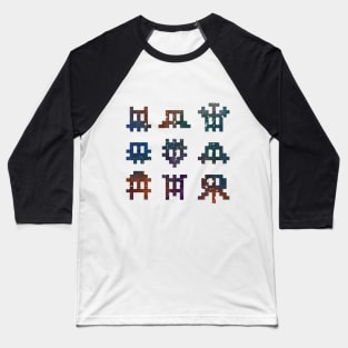 Watercolour Pixel Invaders Baseball T-Shirt